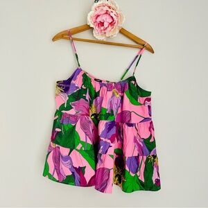 NWT Express Vibrant Botanical Floral Camisole Spaghetti Strap Top Small